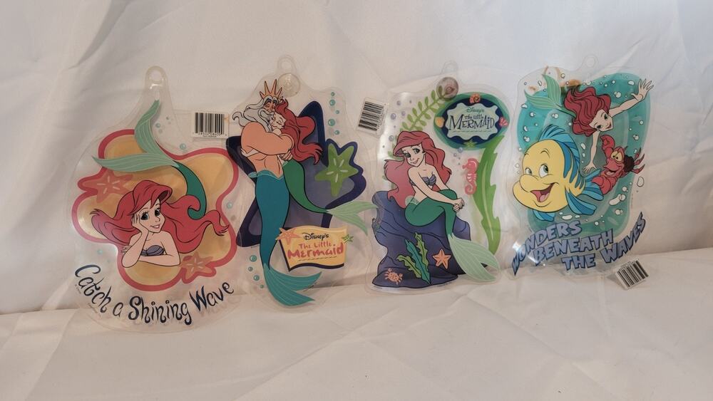 Vintage Disney The Little Mermaid Window Clings Suncatchers Lot of 4 Ariel...